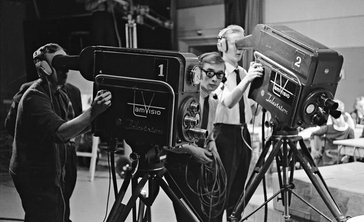A television drama being filmed in a studio